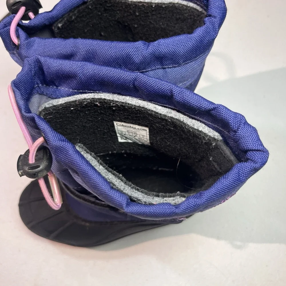 Columbia Powderbug Blue Purple Girls Sz 12 Insulated Waterproof Winter Boots EUC